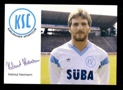 Helmut Hermann Autogrammkarte Karlsruher SC 1988-89 Original Signiert