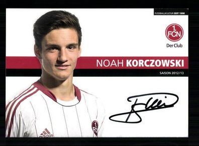 Noah Korczowski Autogrammkarte 1 FC Nürnberg 2. Karte 2012-13 Original Signiert