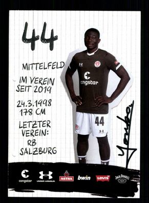 Youba Diarra Autogrammkarte 1 FC ST Pauli 2019-20 Original Signiert