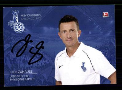 Jens Vergers Autogrammkarte MSV Duisburg 2011-12 Original Signiert