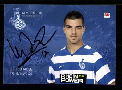 Kevin Wolze Autogrammkarte MSV Duisburg 2011-12 Original Signiert