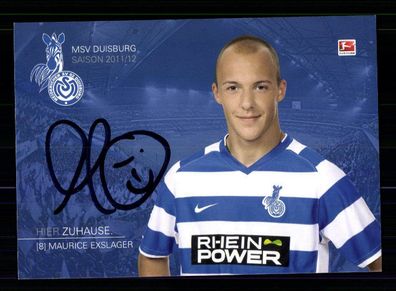 Maurice Exslager Autogrammkarte MSV Duisburg 2011-12 Original Signiert