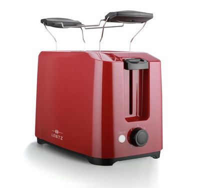 LENTZ 2-Scheiben Toaster 700 Watt Toastautomat mit Brötchenaufsatz Rot 74220