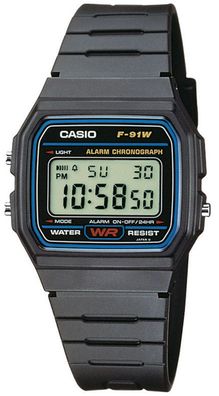 Casio Collection F-91W-1YEG | Kinderuhr Digital Armbanduhr Tagesalarm