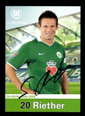 Sascha Riether Autogrammkarte VFL Wolfsburg 2008-09 Original Signiert