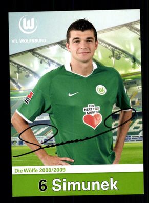 Jan Simunek Autogrammkarte VFL Wolfsburg 2008-09 Original Signiert