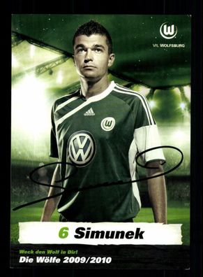 Jan Simunek Autogrammkarte VFL Wolfsburg 2009-10 Original Signiert