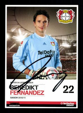 Benedikt Fernandez Autogrammkarte Bayer Leverkusen 2010-11 Original Signiert
