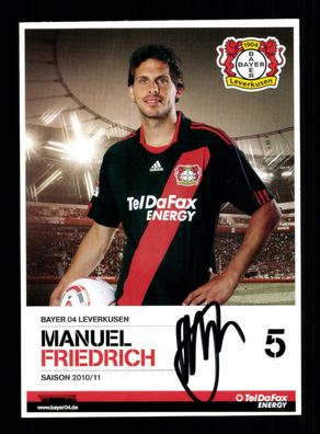 Manuel Friedrich Autogrammkarte Bayer Leverkusen 2010-11 Original Signiert