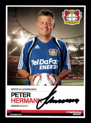 Peter Hermann Autogrammkarte Bayer Leverkusen 2010-11 Original Signiert