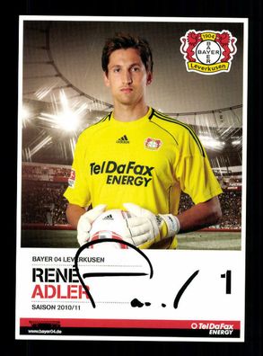 Rene Adler Autogrammkarte Bayer Leverkusen 2010-11 Original Signiert