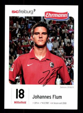 Johannes Flum Autogrammkarte SC Freiburg 2010-11 Original Signiert