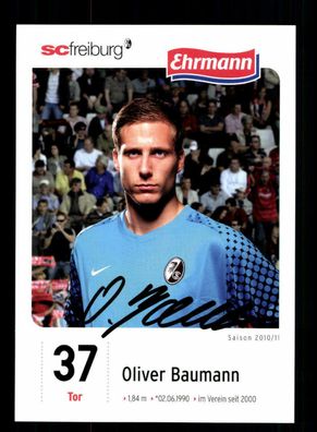Oliver Baumann Autogrammkarte SC Freiburg 2010-11 Original Signiert