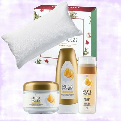 LR Milk & Honey-Set Schaumbad + Multi Face Mask + Körpercreme + Badewannenkissen