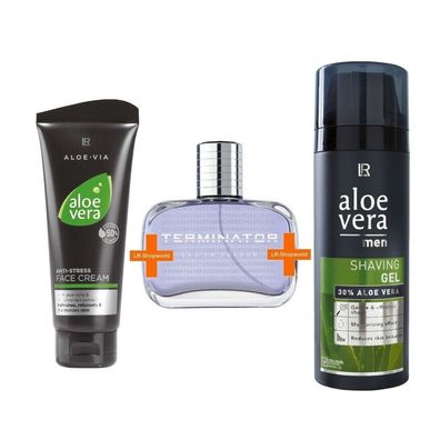 LR Terminator Eau de Parfum + Aloe Vera Men Shaving Gel + Anti-Stress Face Cream