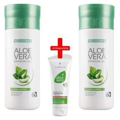 LR Aloe Vera Drinking Gel Sivera 2 Flaschen+ 1x Propolis Körpercreme NEU