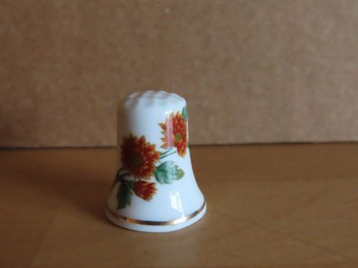 Fingerhut mit Blume vielleicht Aster Druck Porzellan/ ca.2,4 cm hoch