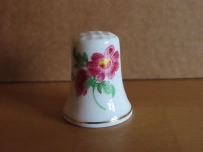 Fingerhut mit Blume vielleicht Pfingstrose Druck Porzellan/ ca.2,4 cm hoch