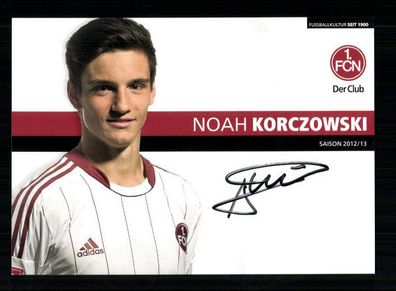 Noah Korczowski Autogrammkarte 1 FC Nürnberg 1. Karte 2012-13 Original Signiert