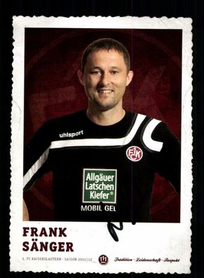 Frank Sänger Autogrammkarte 1 FC Kaiserslautern 2011-12 Original Signiert