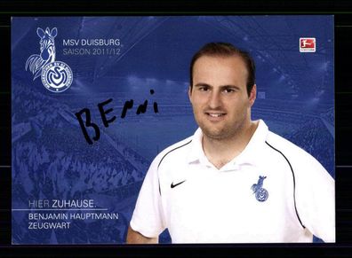 Benjamin Hauptmann Autogrammkarte MSV Duisburg 2011-12 Original Signiert
