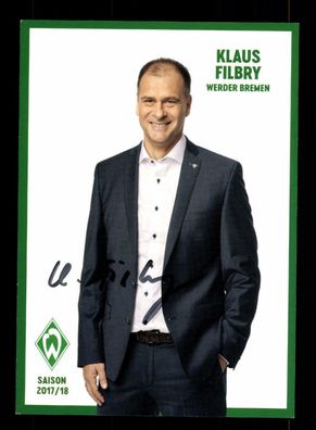 Klaus Filby Autogrammkarte Werder Bremen 2017-18 Original Signiert
