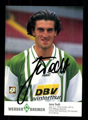 Jens Todt Autogrammkarte Werder Bremen 1996-97 Original Signiert