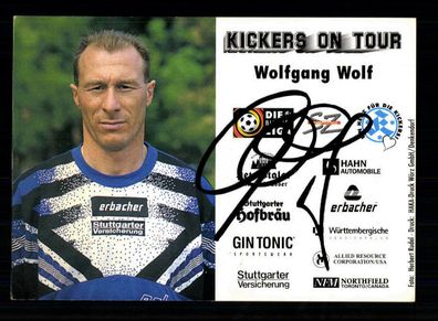 Wolfgang Wolf Autogrammkarte Stuttgarter Kickers 1996-97 Original Signiert