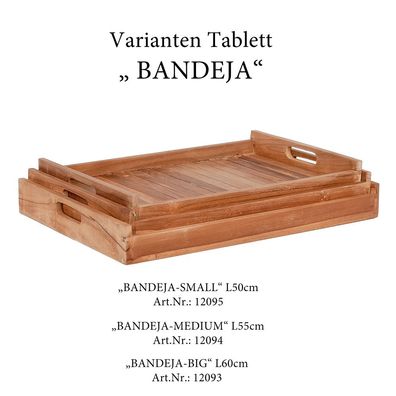 Teak Tablett Bandeja-big Natural ca. L60cm Tischtablett Dekotablett Holztablett