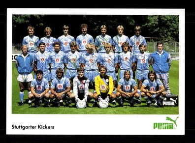 Original Mannschaftskarte Stuttgarter Kickers 1985-86 18x Original Signiert