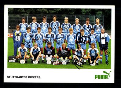 Original Mannschaftskarte Stuttgarter Kickers 1987-88 16x Original Signiert