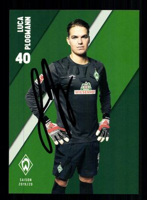 Luca Plogmann Autogrammkarte Werder Bremen 2019-20 Original Signiert