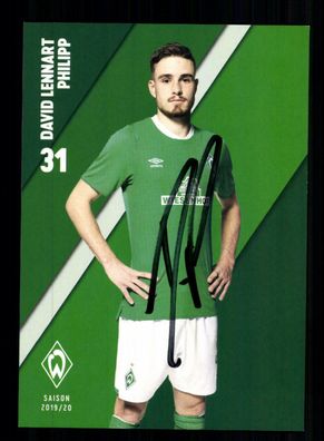 David Lennart Philipp Autogrammkarte Werder Bremen 2019-20 Original Signiert