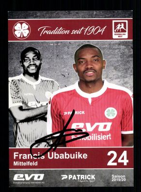 Francis Ubabuike Autogrammkarte Rot weiss Oberhausen 2019-20 Original Signiert