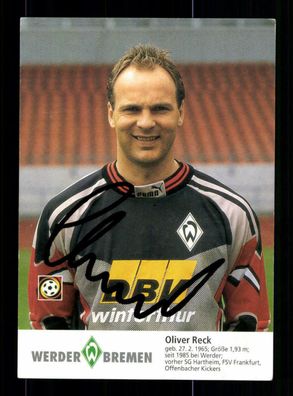 Oliver Reck Autogrammkarte Werder Bremen 1996-97 Original Signiert