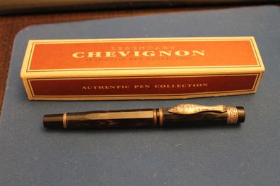 Chevignon Füllfederhalter, Vintage-Füller, Retro-Füllfederhalter, schwarz-meliert