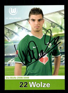 Kevin Wolze Autogrammkarte VFL Wolfsburg 2008-09 Original Signiert