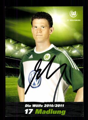 Alexander Madlung Autogrammkarte VFL Wolfsburg 2010-11 Original Signiert