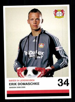 Erik Domaschke Autogrammkarte Bayer Leverkusen 2008-09 1. Karte Original