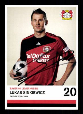 Lukas Sinkiewicz Autogrammkarte Bayer Leverkusen 2008-09 1. Karte Original