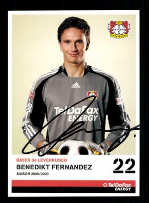 Benedikt Fernandez Autogrammkarte Bayer Leverkusen 2008-09 2. Karte Original