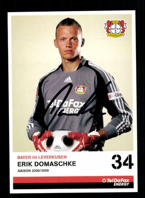 Erik Domaschke Autogrammkarte Bayer Leverkusen 2008-09 2. Karte Original