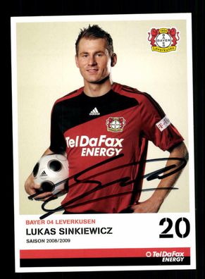 Lukas Sinkiewicz Autogrammkarte Bayer Leverkusen 2008-09 2. Karte Original