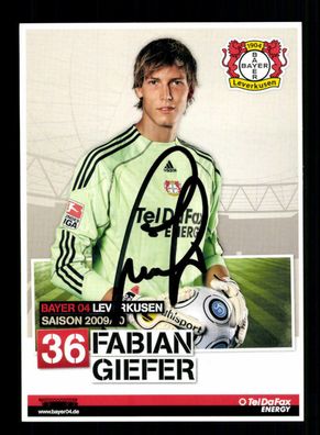 Fabian Giefer Autogrammkarte Bayer Leverkusen 2009-10 Original Signiert