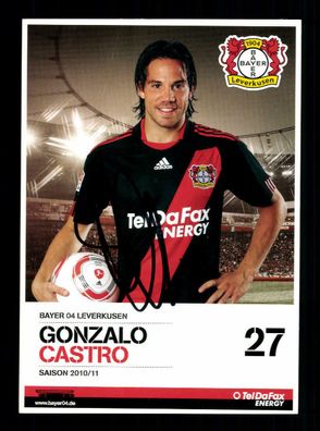 Gonzalo Castro Autogrammkarte Bayer Leverkusen 2010-11 Original Signiert