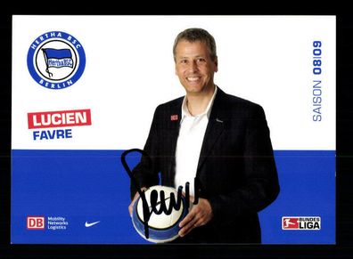 Lucien Favre Autogrammkarte Hertha BSC Berlin 2008-09 Original Signiert