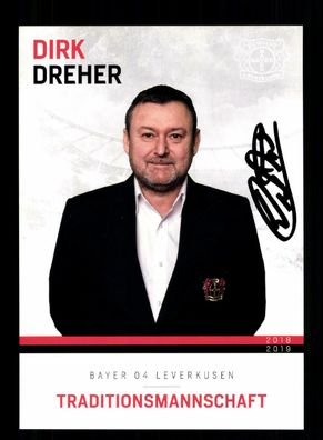 Dirk Dreher Autogrammkarte Bayer Leverkusen Traditionsmannschaft 2018-19