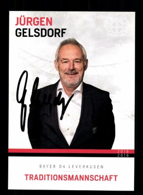 Jürgen Gelsdorf Autogrammkarte Bayer Leverkusen Traditionsmannschaft 2018-19