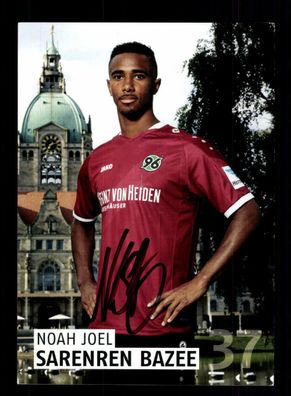 Noah Joel Sarenren Bazee Autogrammkarte Hannover 96 2016-17 Original Signiert