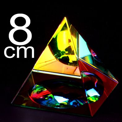 099- Bunte Pyramide 8 cm Kristallglas Feng Shui Kristall Glas Lichtbrecher